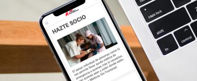 MSF website in a mobile phone